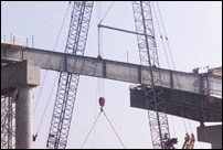 First Steel Beam Placed on Span Four