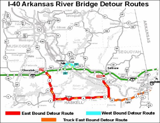 I-40 Local Detour Route Map