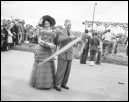 Roy Turner, former Oklahoma Governor, cuts the ribbon over a lane of the brand new Turner Turnpike, May 16, 1953