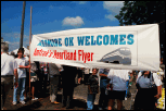 Supporters in Ardmore welcome the inaugural run of the Heartland Flyer on July 15, 1999
