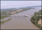 Aerial picture of the I-40 bridge near Webbers Falls, following the barge collision